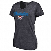 Women's Oklahoma City Thunder Freehand Tri Blend V Neck T-Shirt Navy FengYun